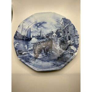 VINTAGE DELFT 1984 TER STEEGE BV DELFT BLAUW HAND PAINT 9" PORCELAIN WALL PLATE